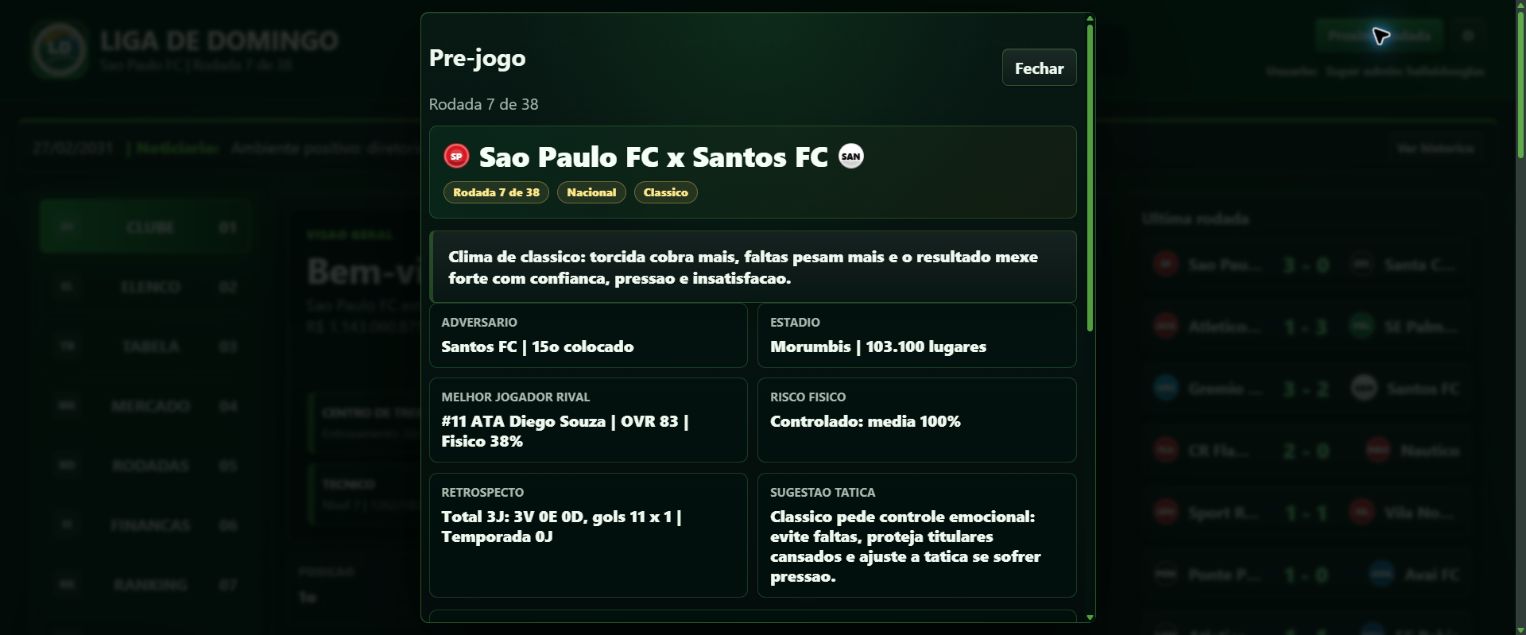 Pre-jogo real com retrospecto, adversario, estadio, risco fisico e sugestao tatica